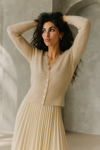 Women’s Lace Knit Cardigan – Soft Elegant Layering Cardigan with Refined Details
