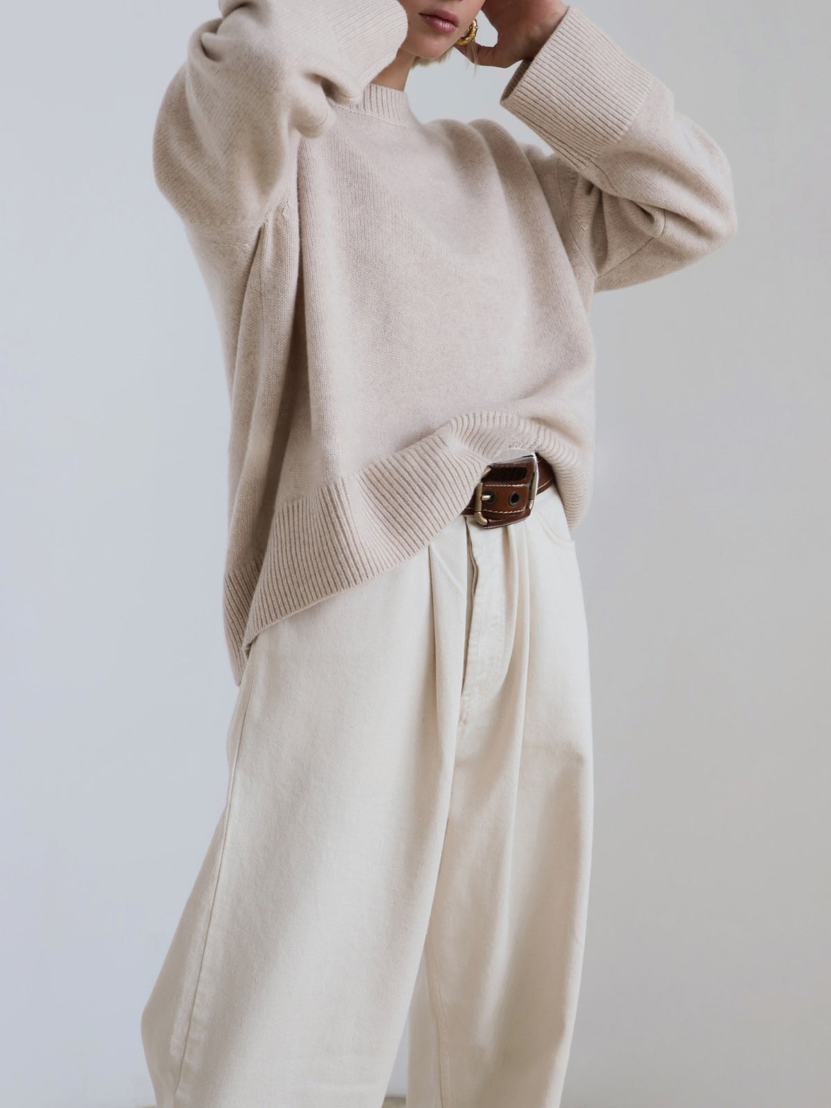 Women’s Oversized Knitted Sweater – Soft Pastel Pink Comfort-Fit Pullover