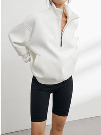 Women’s Scuba Sweatshirt with Stand-Up Collar – Comfortable Luxury Sweater