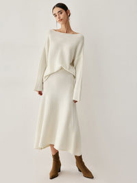 Oversized Sweater Two Piece Skirt Set – Chic Knit Co-Ord with Midi Skirt