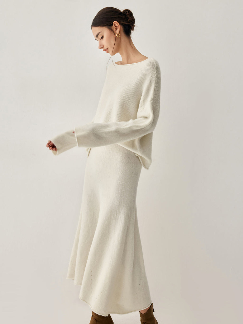 Oversized Sweater Two Piece Skirt Set – Chic Knit Co-Ord with Midi Skirt