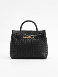 Metal Handle Handbag for Women – Structured PU Leather Shoulder Bag