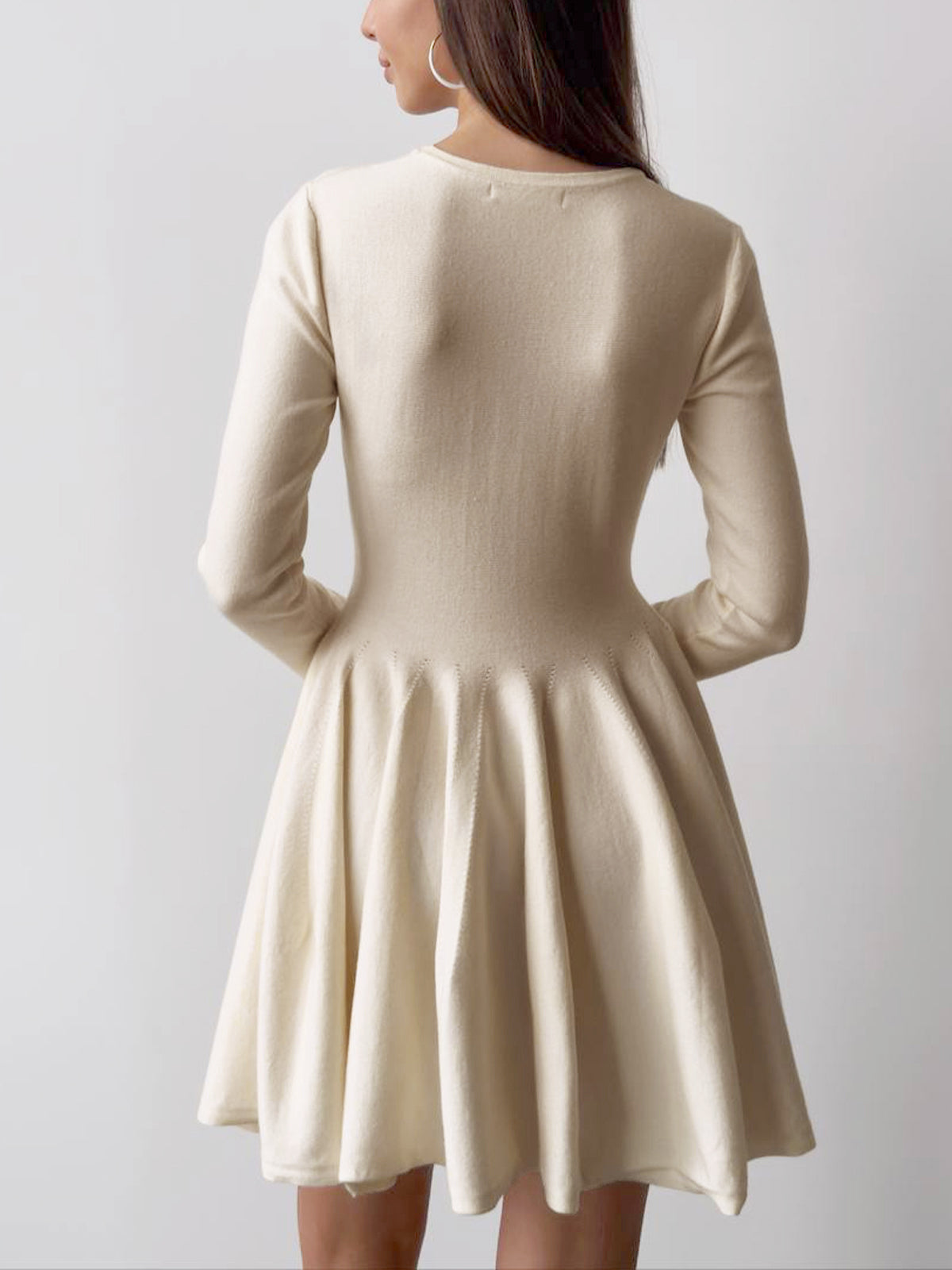 Women’s Pleated Sweater Dress – Short Knit Dress with Stretch Fit