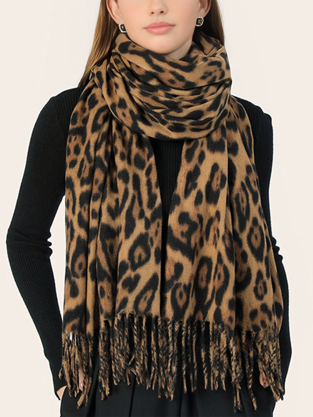 Women’s Long Polyester Scarf – Lightweight 180cm Tassel Wrap