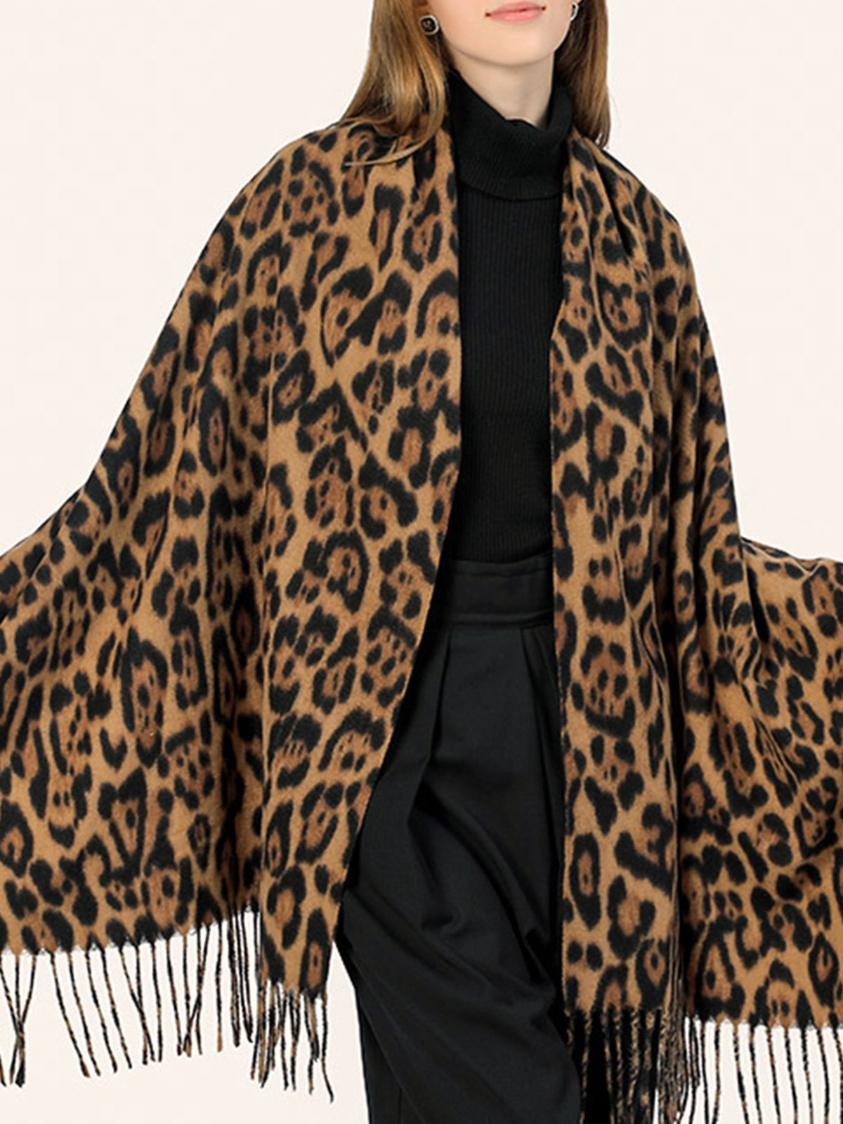 Women’s Long Polyester Scarf – Lightweight 180cm Tassel Wrap