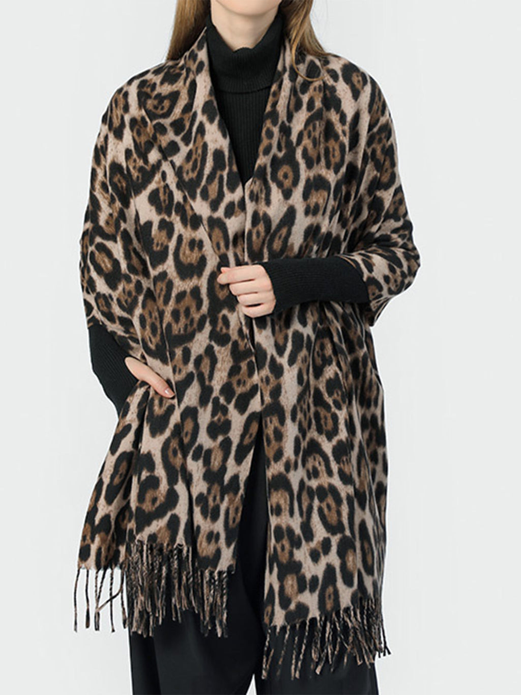 Women’s Long Polyester Scarf – Lightweight 180cm Tassel Wrap
