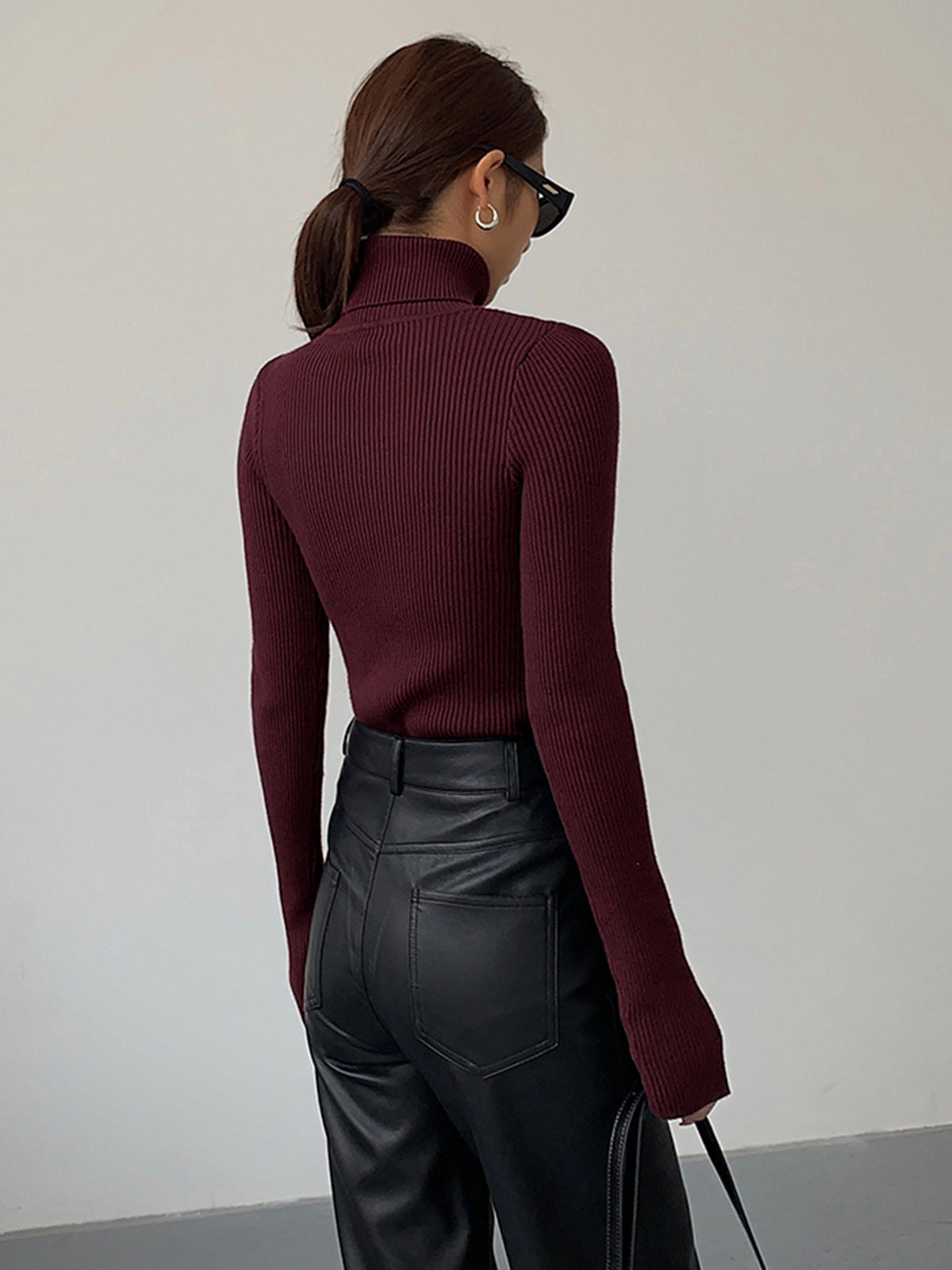 Women’s Slim Fit Turtleneck Sweater – Soft Knit Stretch Roll Neck Top