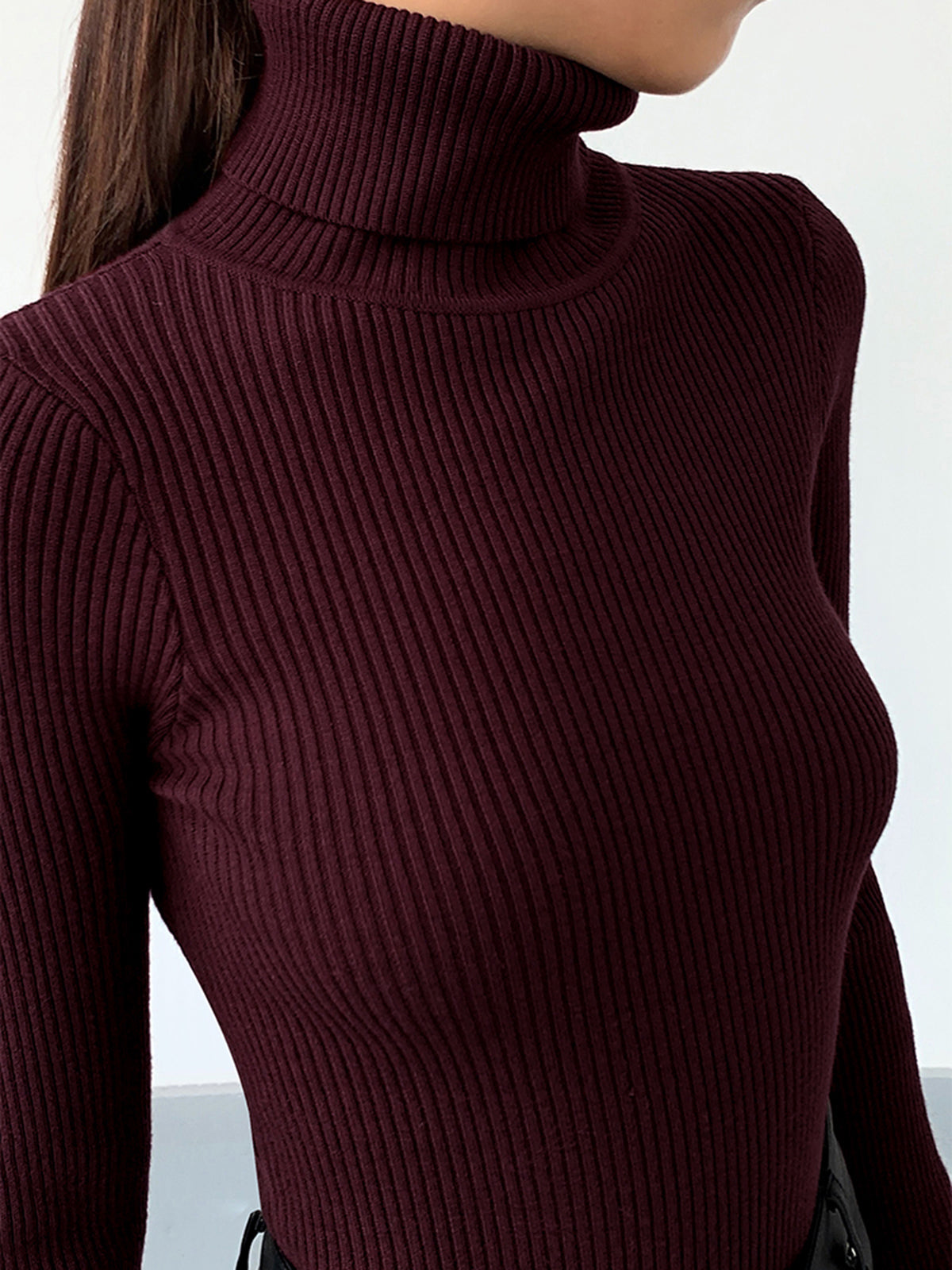 Women’s Slim Fit Turtleneck Sweater – Soft Knit Stretch Roll Neck Top