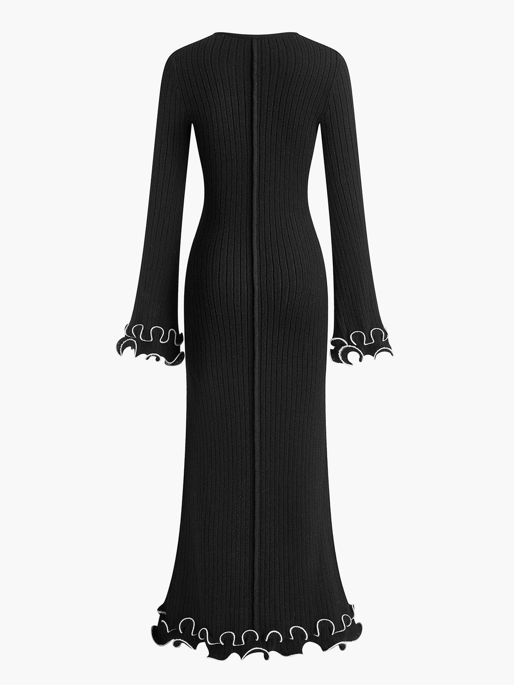 Eleganza Knitted Maxi Dress with Drawstring – Slim-Fit Women’s High-Stretch Dress