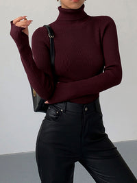 Women’s Slim Fit Turtleneck Sweater – Soft Knit Stretch Roll Neck Top