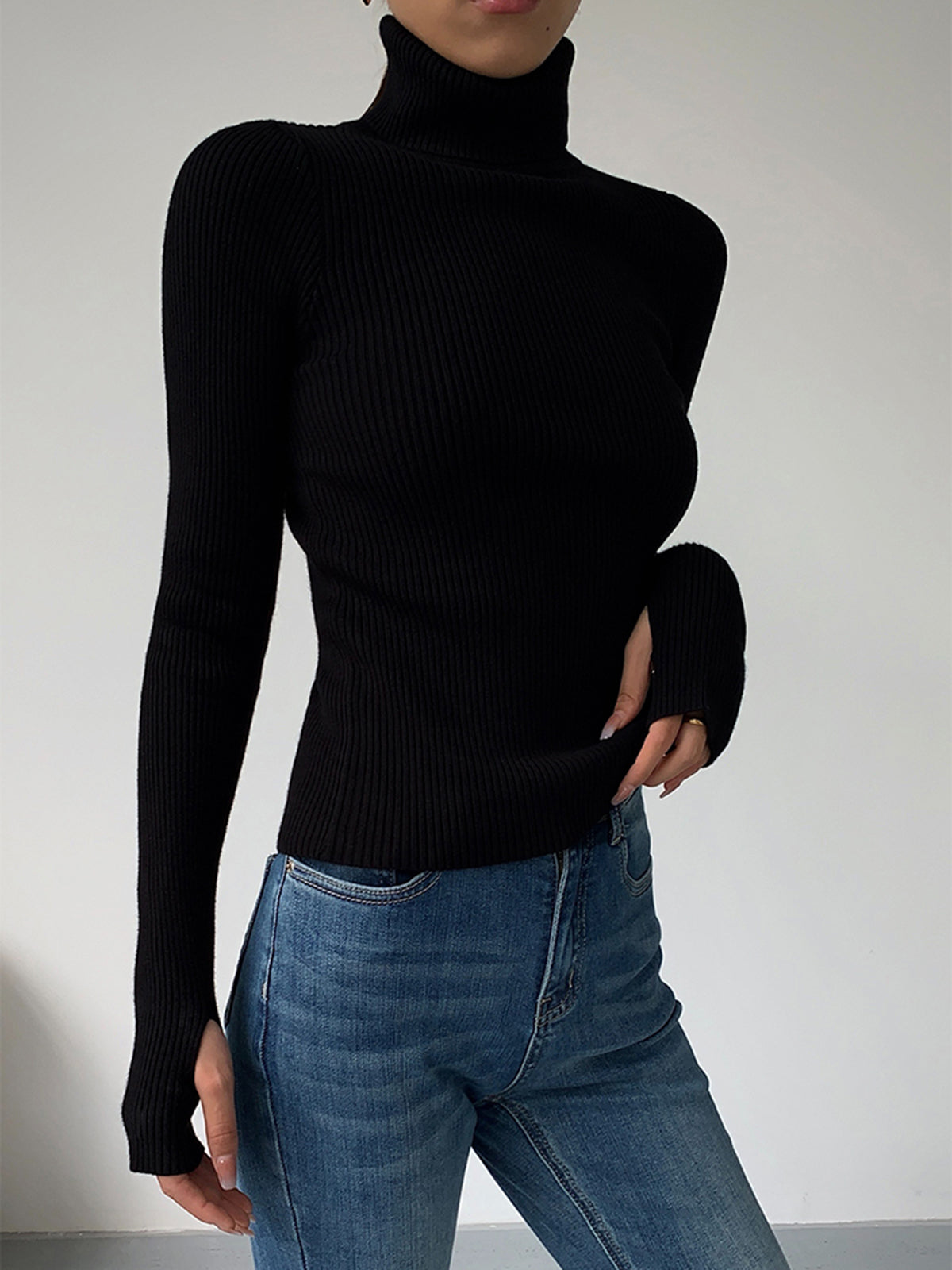 Women’s Slim Fit Turtleneck Sweater – Soft Knit Stretch Roll Neck Top