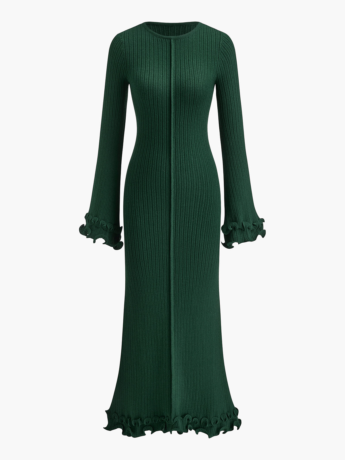 Eleganza Knitted Maxi Dress with Drawstring – Slim-Fit Women’s High-Stretch Dress