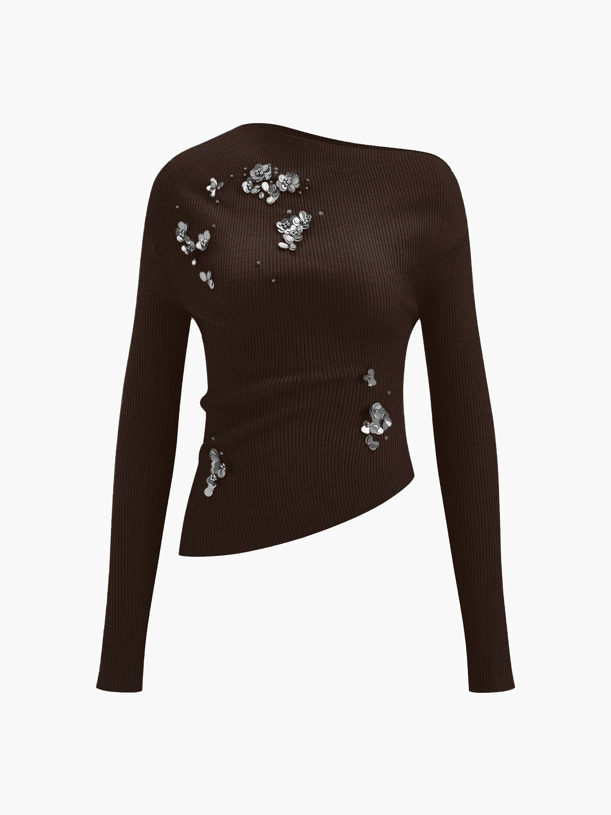 Women’s Asymmetrical Sequin Knit Top – Polyester Statement Jumper for Evenings & Smart Casual