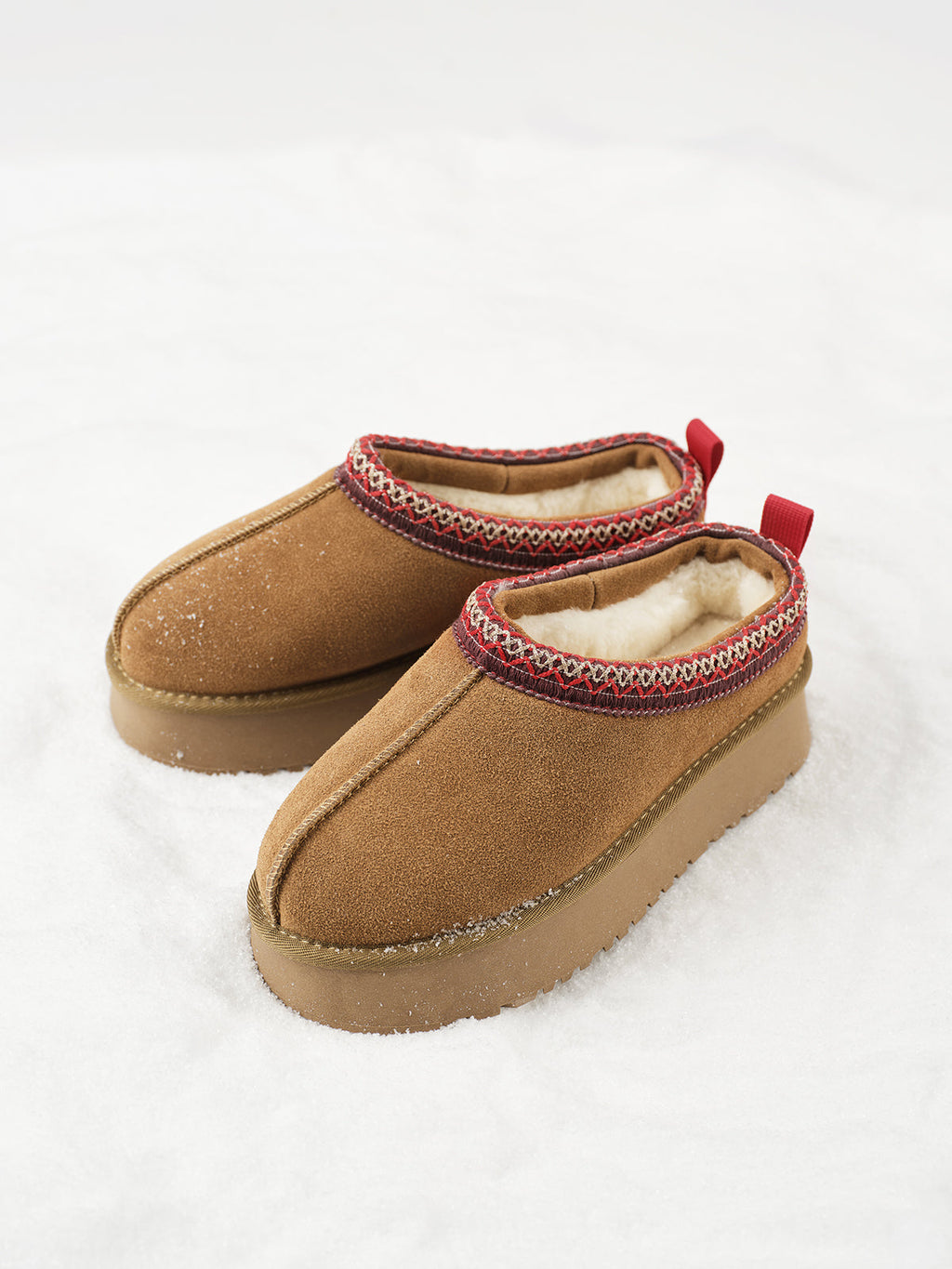 Furry Leather Ankle Slippers – Shearling-Lined Platform Indoor Shoes