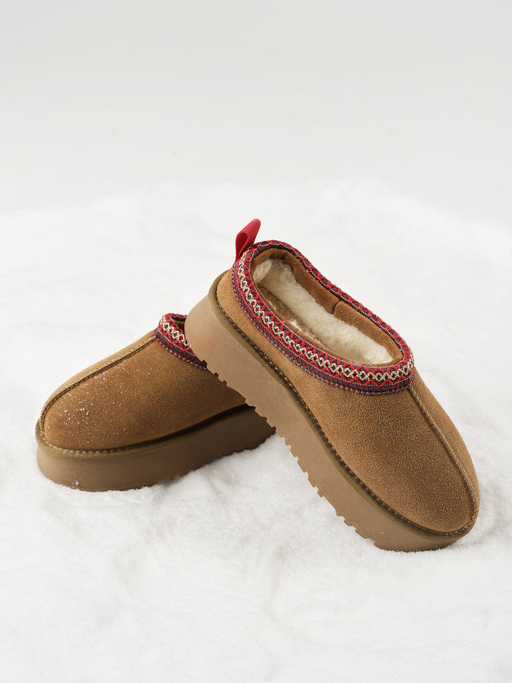 Furry Leather Ankle Slippers – Shearling-Lined Platform Indoor Shoes