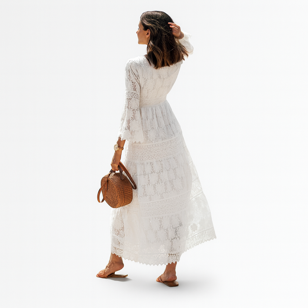 Boho Women's Perséphone Dress - Long Sleeves, Flowy Cut and Artistic Boho Details