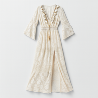 Boho Women's Perséphone Dress - Long Sleeves, Flowy Cut and Artistic Boho Details