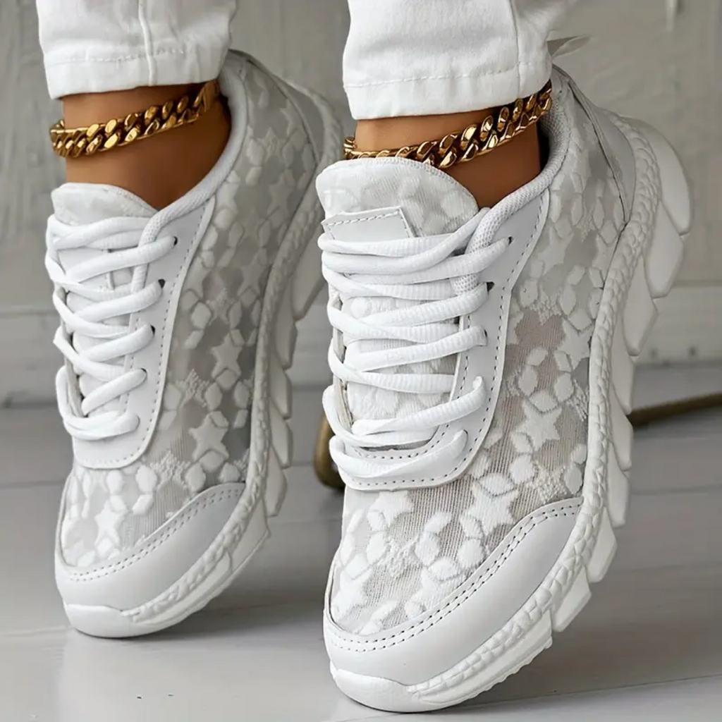 Women’s Breathable Lace Mesh Sneakers – Lightweight Comfort Walking Shoes