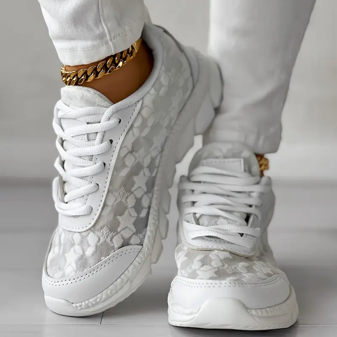 Women’s Breathable Lace Mesh Sneakers – Lightweight Comfort Walking Shoes