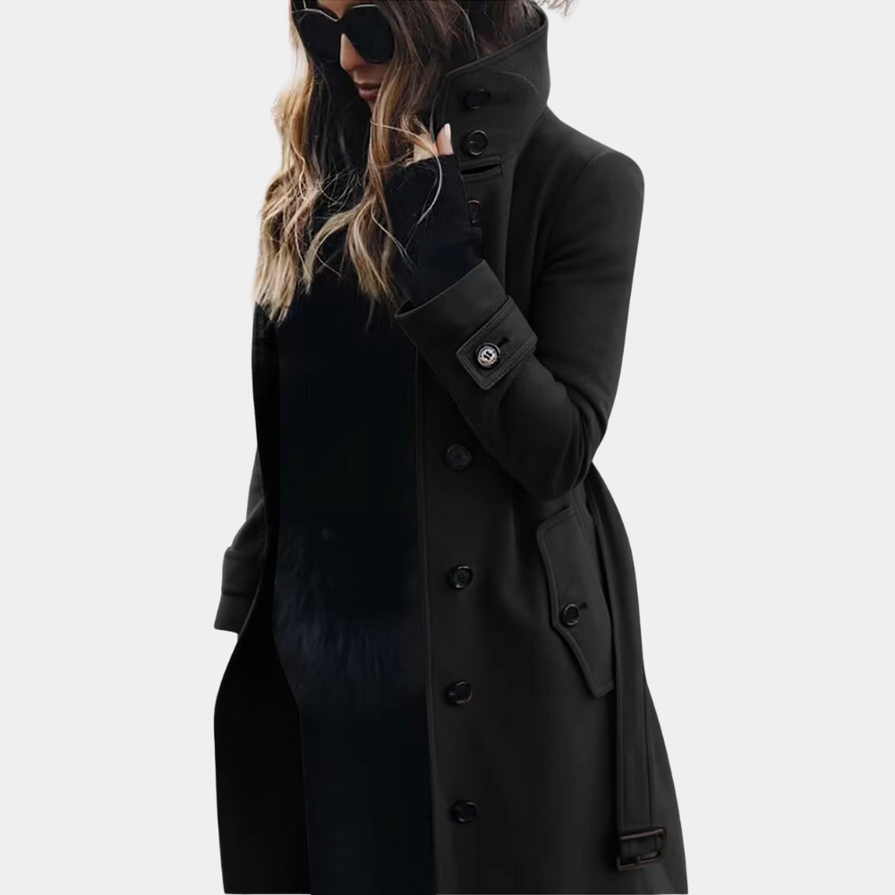 Belted Double-Breasted Coat for Women