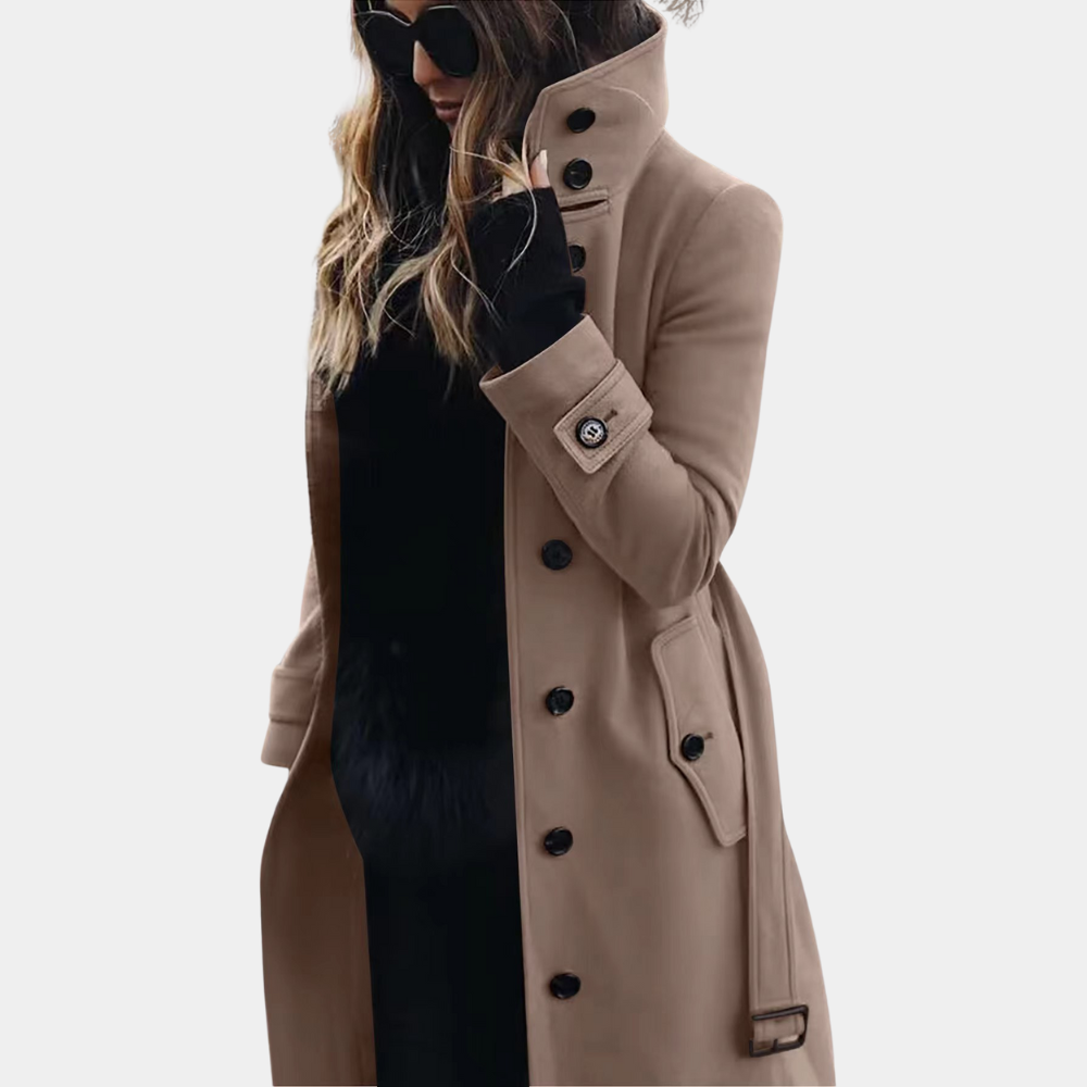 Belted Double-Breasted Coat for Women