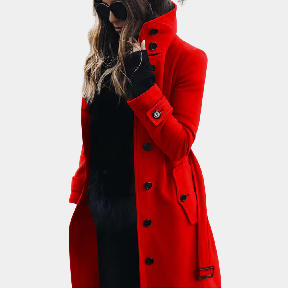 Belted Double-Breasted Coat for Women