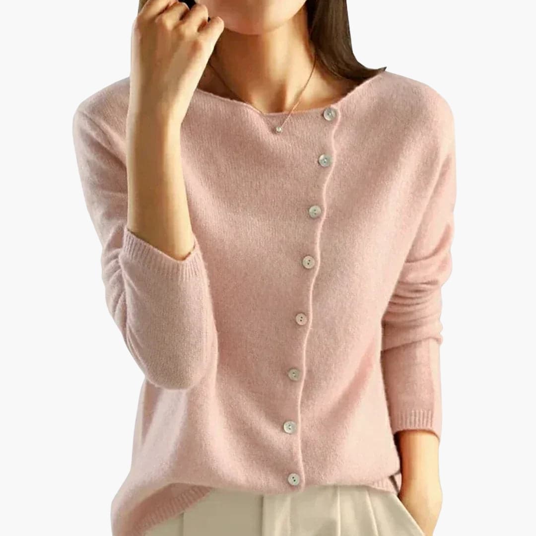 Button-Front Knit Sweater for Women