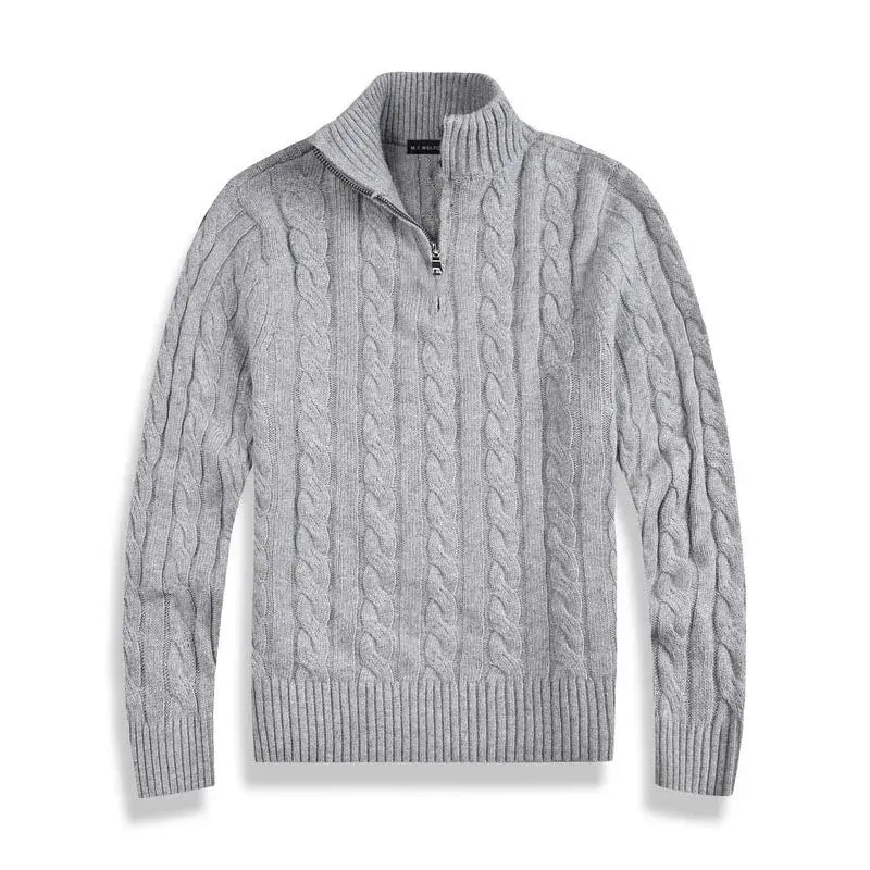 Quarter Zip Cable Knit Sweater for Men