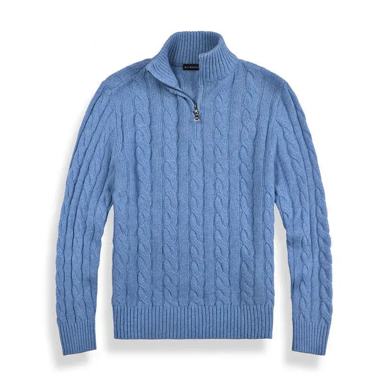 Quarter Zip Cable Knit Sweater for Men