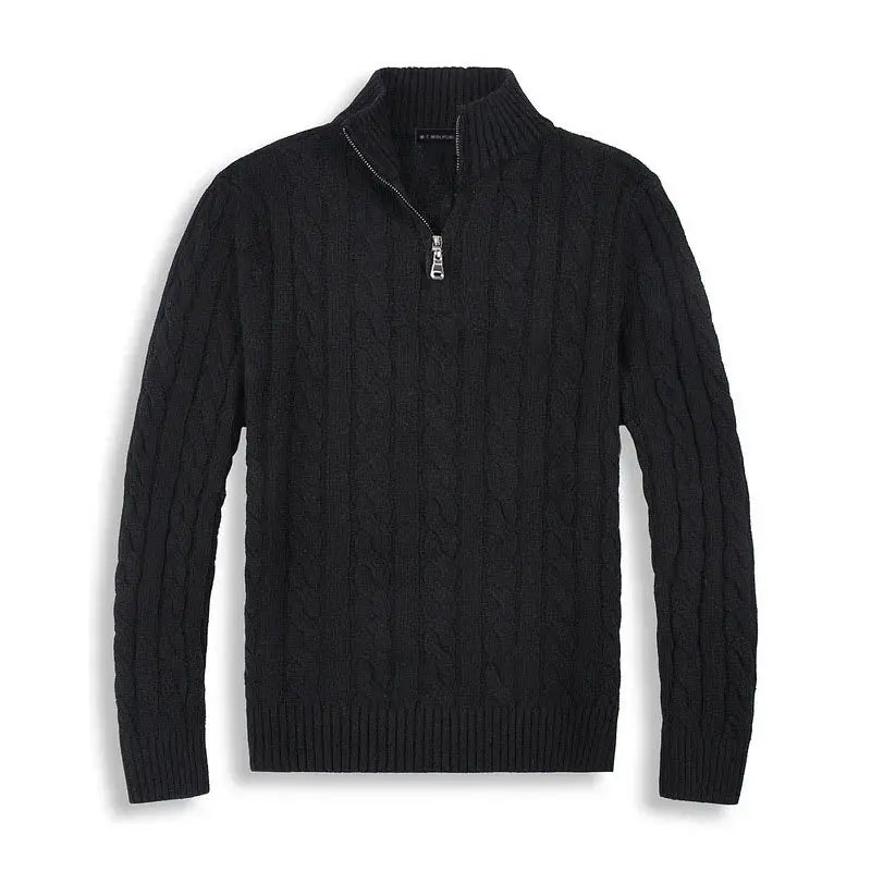 Quarter Zip Cable Knit Sweater for Men