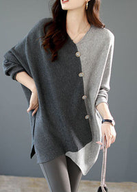 Asymmetric patchwork knit shirt for women in a loose fit