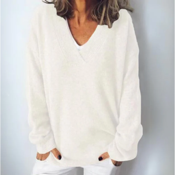 Ultra-Soft V-Neck Sweater for Women – Cozy Casual Knit Pullover