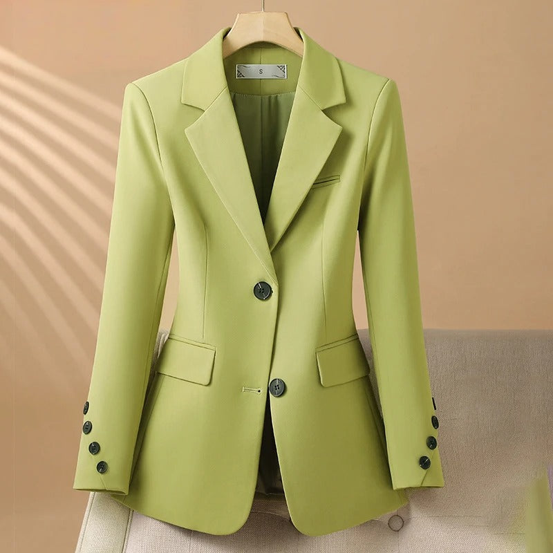 Women’s Tailored Blazer – Structured Fit Jacket with Notched Collar and Double Button