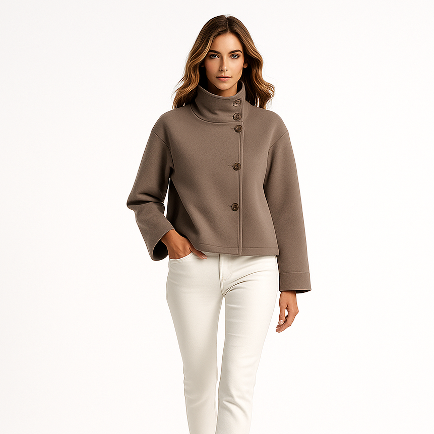 Cropped Funnel Neck Jacket for Women