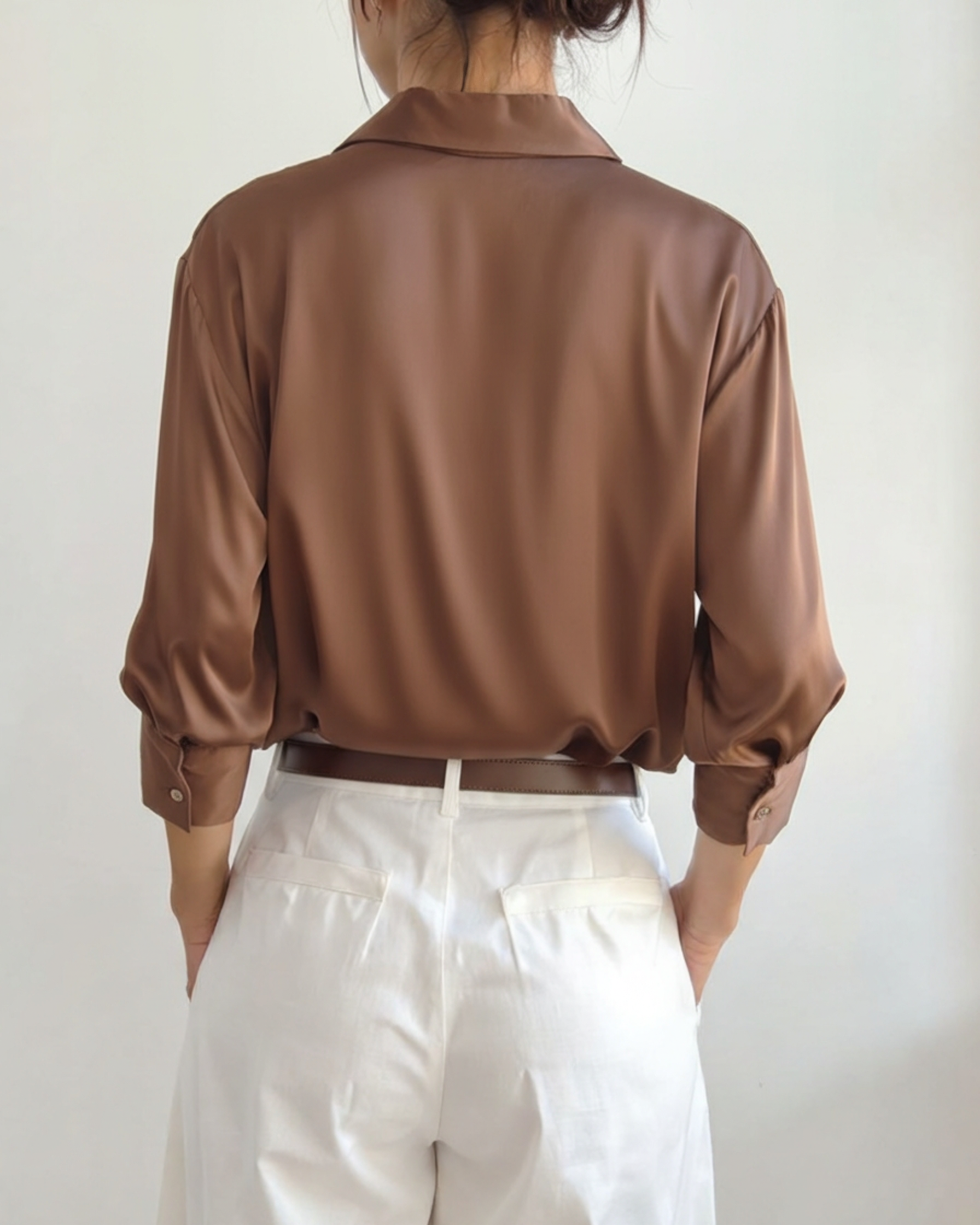 Women’s Satin Shirt – Classic Oversized Silky Button Down Blouse for Elegant Everyday Wear