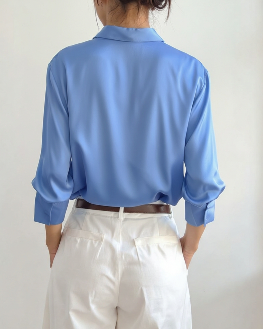 Women’s Satin Shirt – Classic Oversized Silky Button Down Blouse for Elegant Everyday Wear