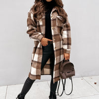 Plaid Long Shacket for Women