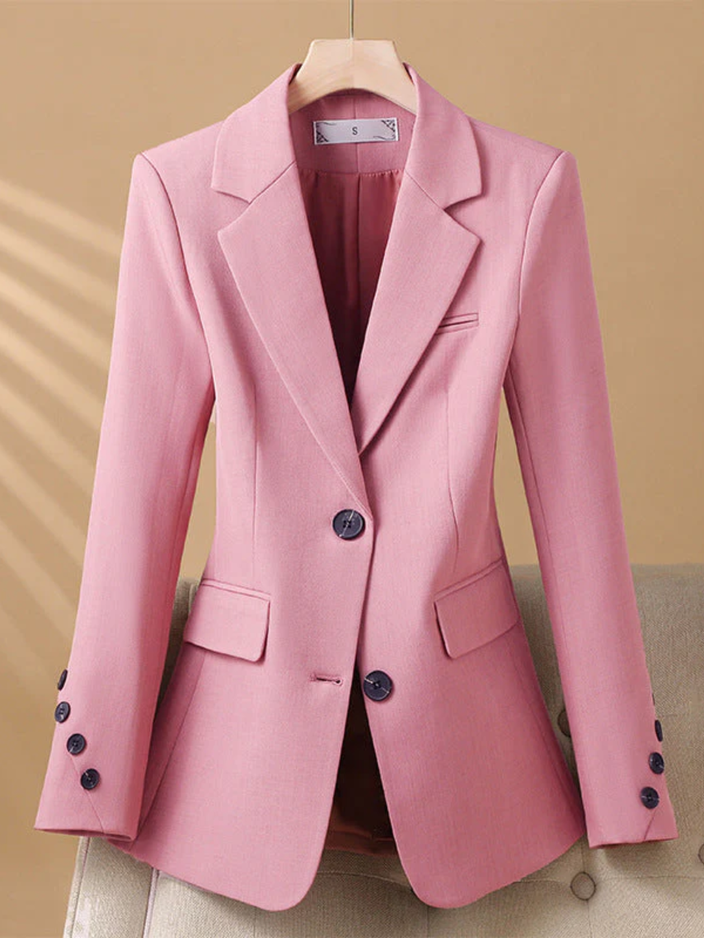 Women’s Tailored Blazer – Structured Fit Jacket with Notched Collar and Double Button