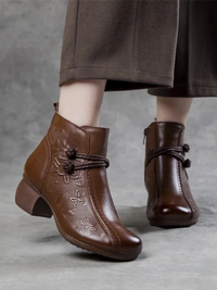 Leather Ankle Boots for Women – Comfortable Zip Boots for Everyday Spring Wear