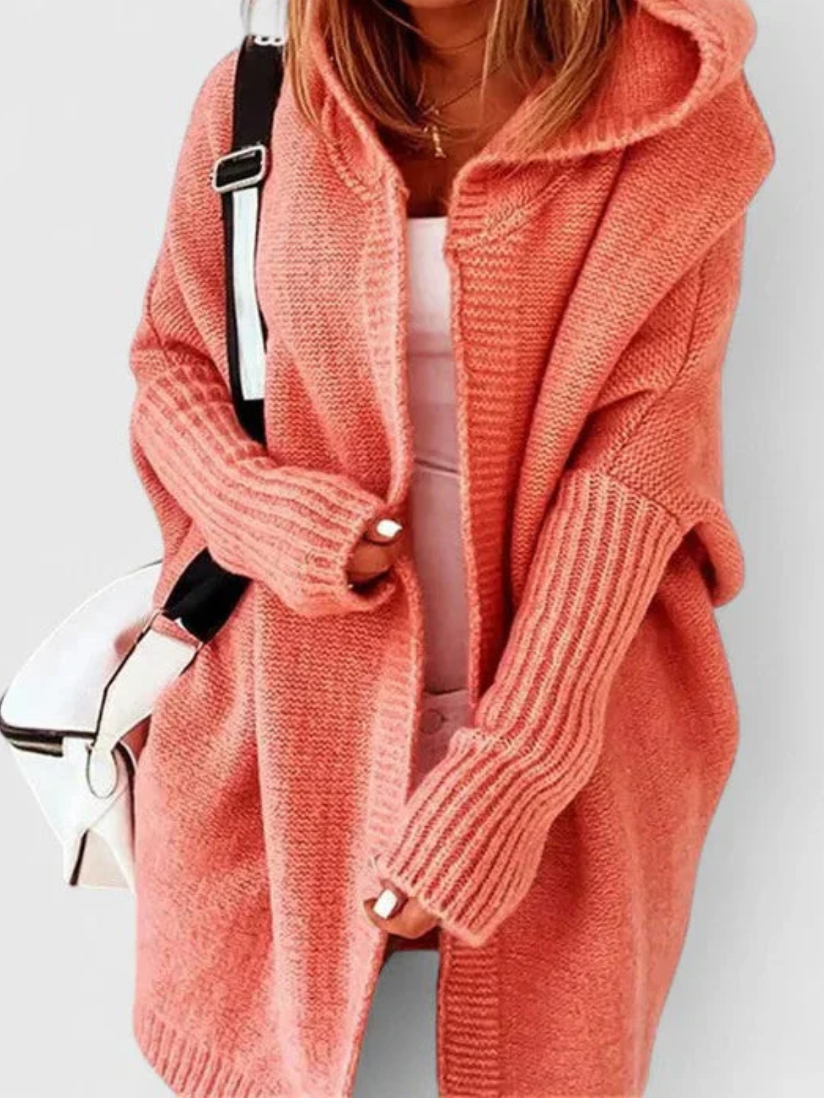 Women’s Hooded Knit Cardigan – Soft Open Front Cosy Everyday Layer