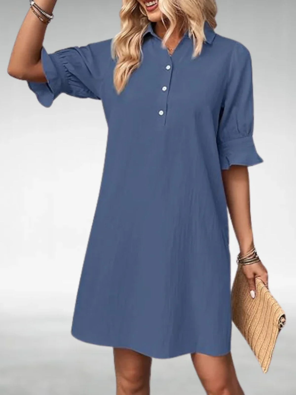 Women’s Shirt Dress – Relaxed Fit Lightweight Button-Down Day Dress