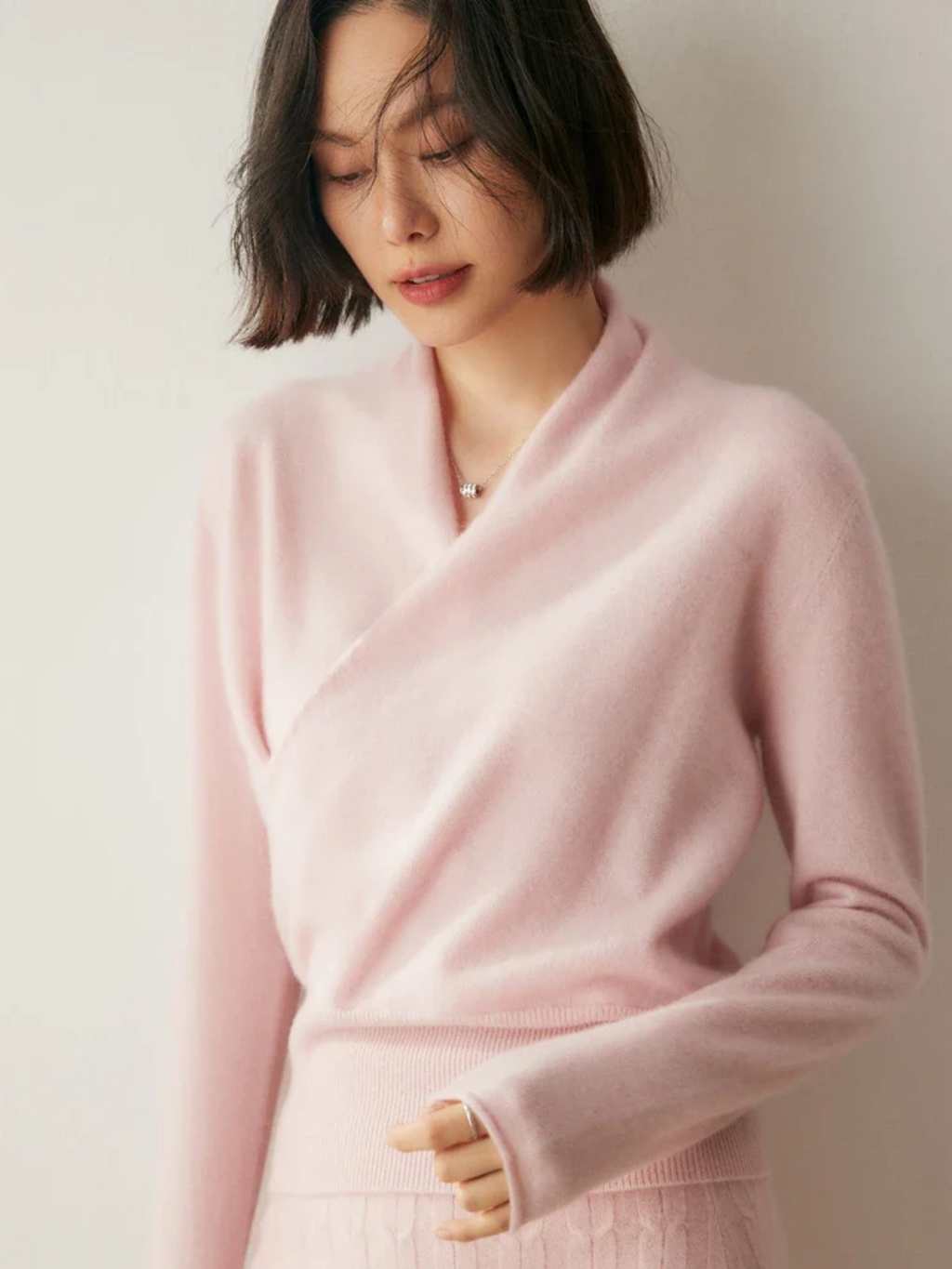 Women’s Cashmere Wrap Sweater – Soft Crossover Knit for Effortless Elegance