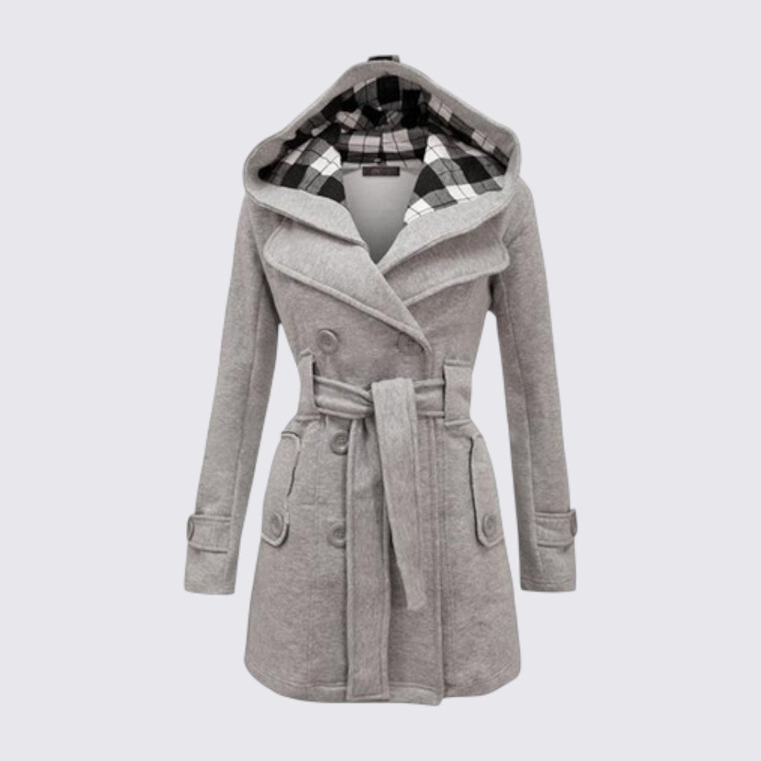 Hooded Belted Coat for Women