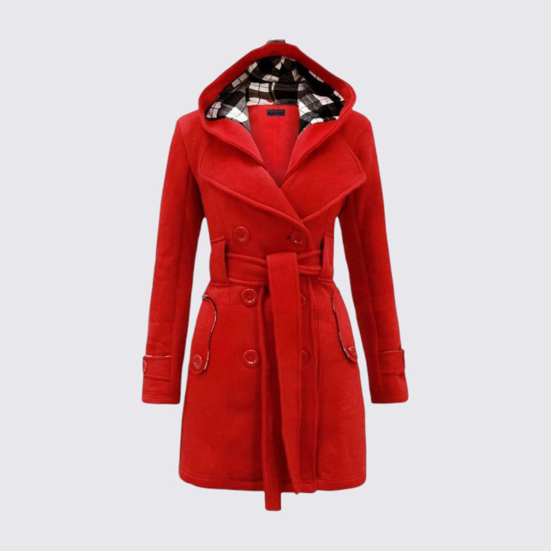 Hooded Belted Coat for Women