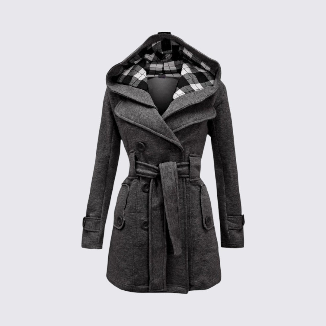 Hooded Belted Coat for Women