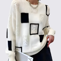 Patchwork Crewneck Sweater for Women