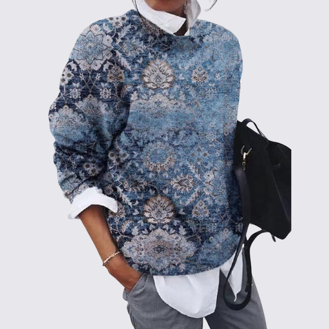 Printed Crew Neck Sweater for Women