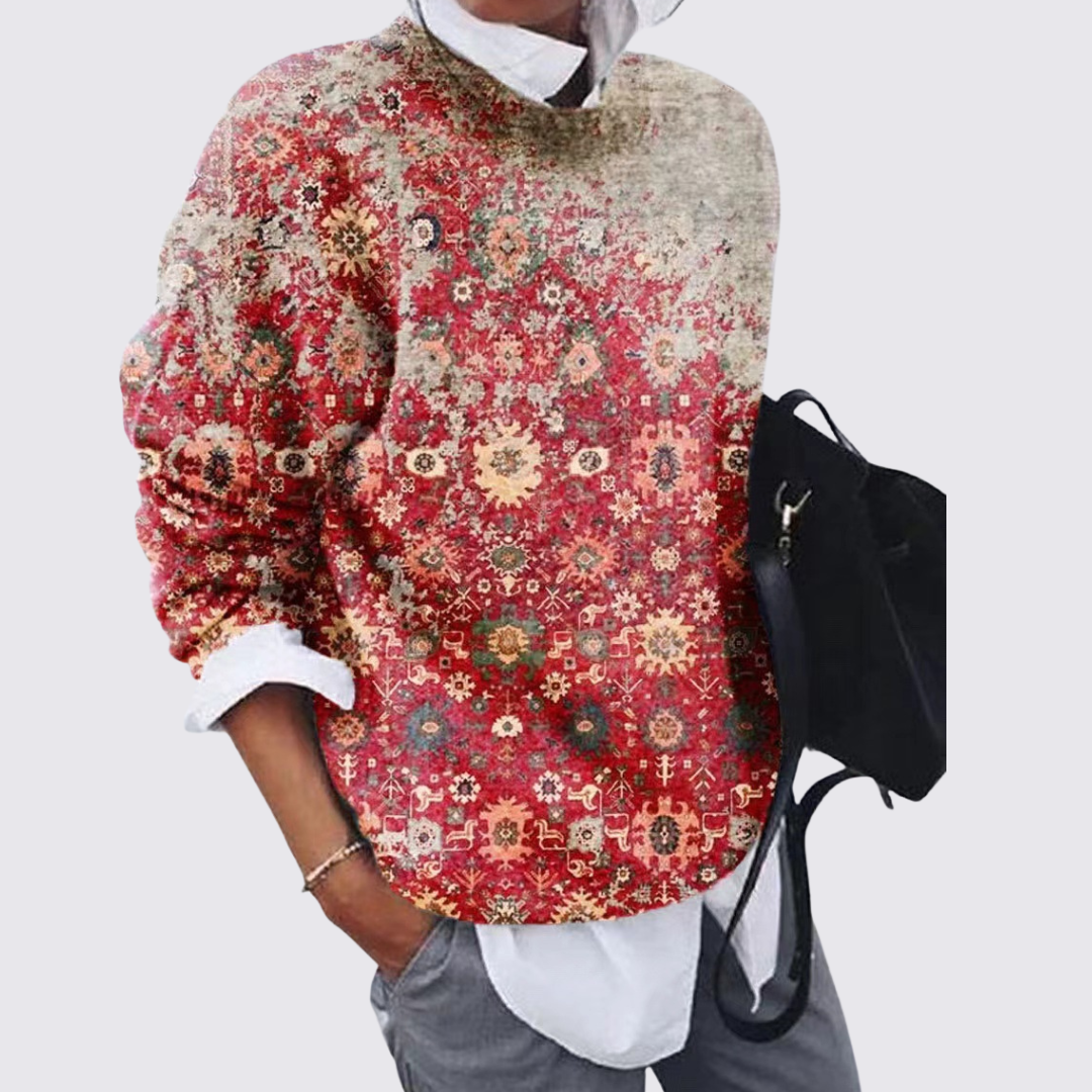 Printed Crew Neck Sweater for Women