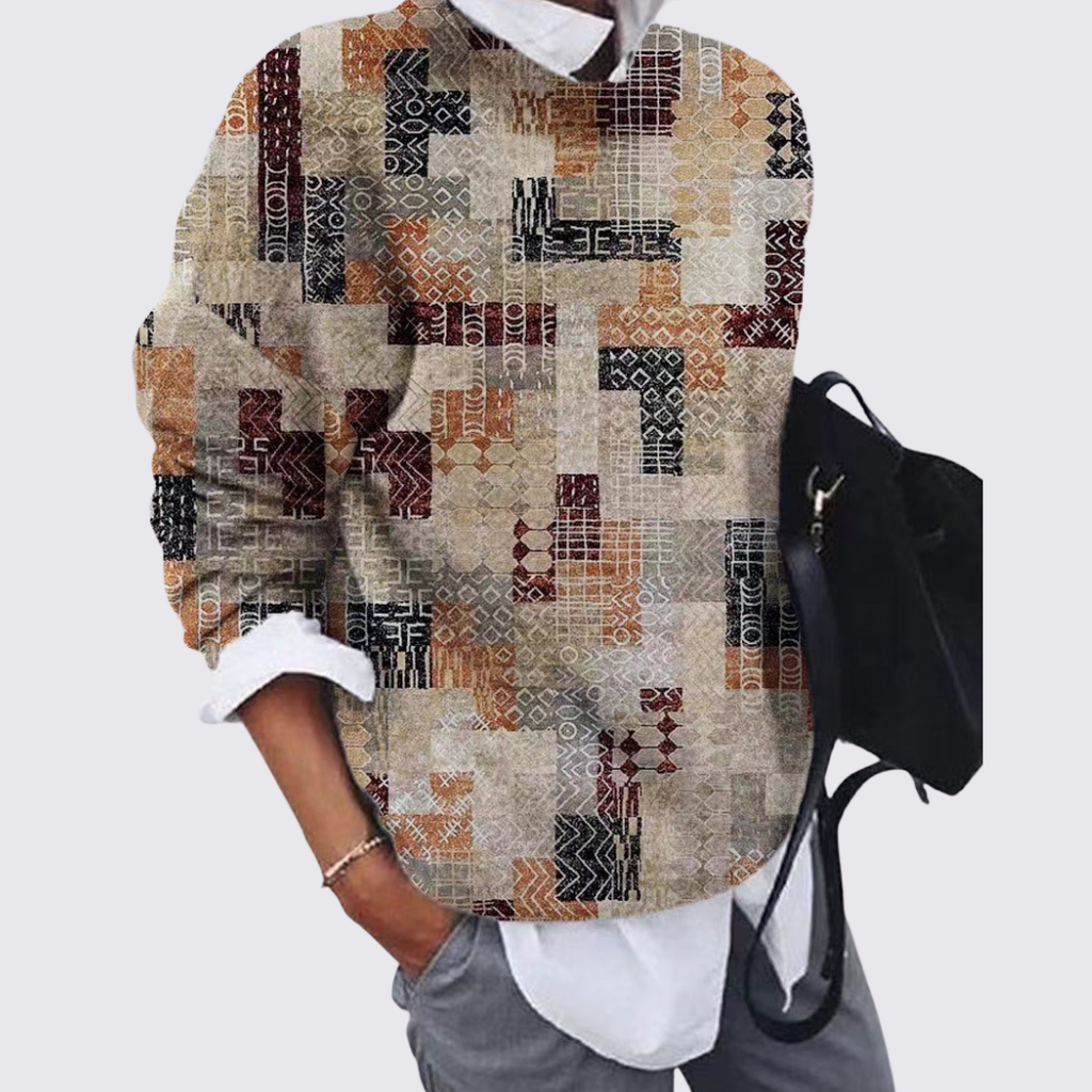 Printed Crew Neck Sweater for Women