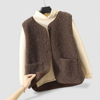 Button Front Sherpa Vest for Women